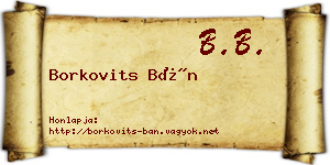 Borkovits Bán névjegykártya